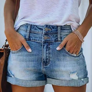 Pantalones vaqueros cortos rotos moda