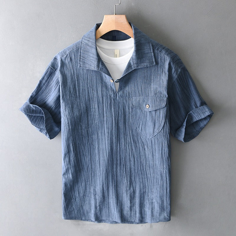 Camisa Hombre Lino Algodón Estilo Clásico