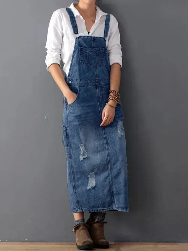 Vestido Denim Roto con Espalda Abierta