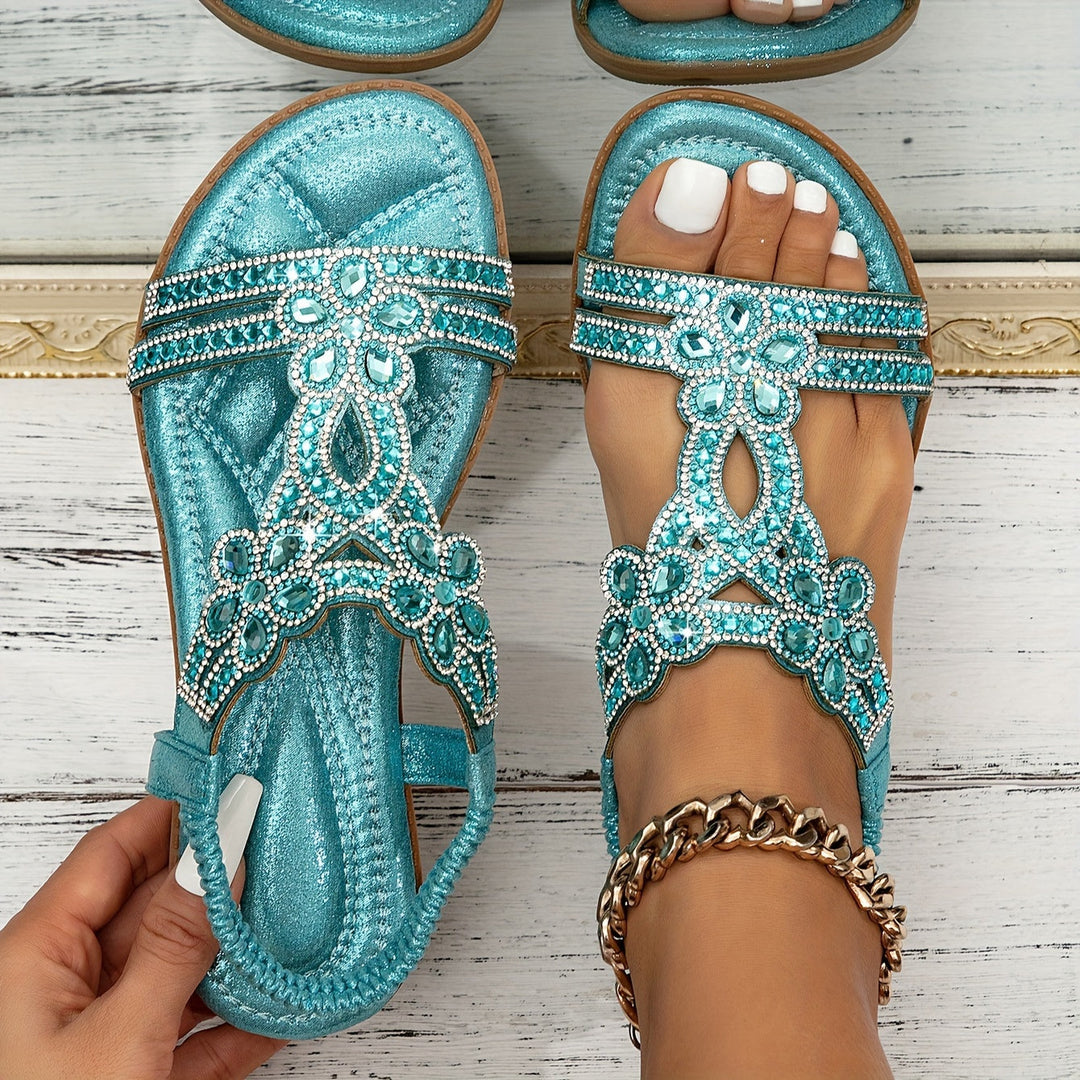 Sandalias de verano con flores brillantes para mujer