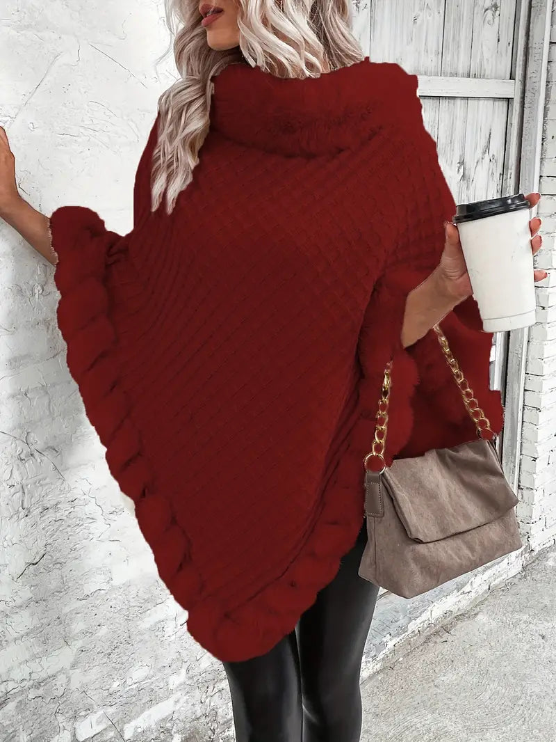 Jersey Poncho Punto Suave Femenino