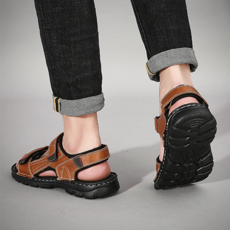 Sandalias Hombre Clásicas Tiras Ajustables Negras