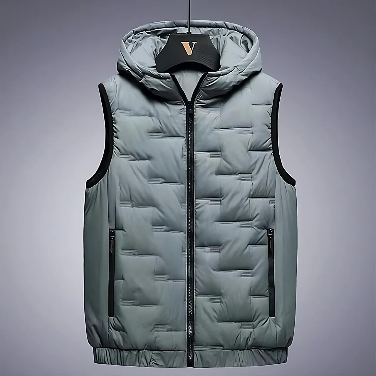Chaleco Abultado Con Capucha Impermeable