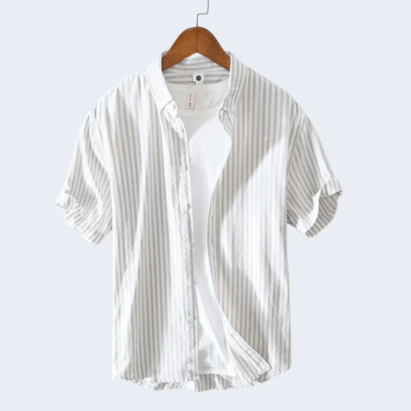 Camisa Hombre Rayas Manga Corta Clásica