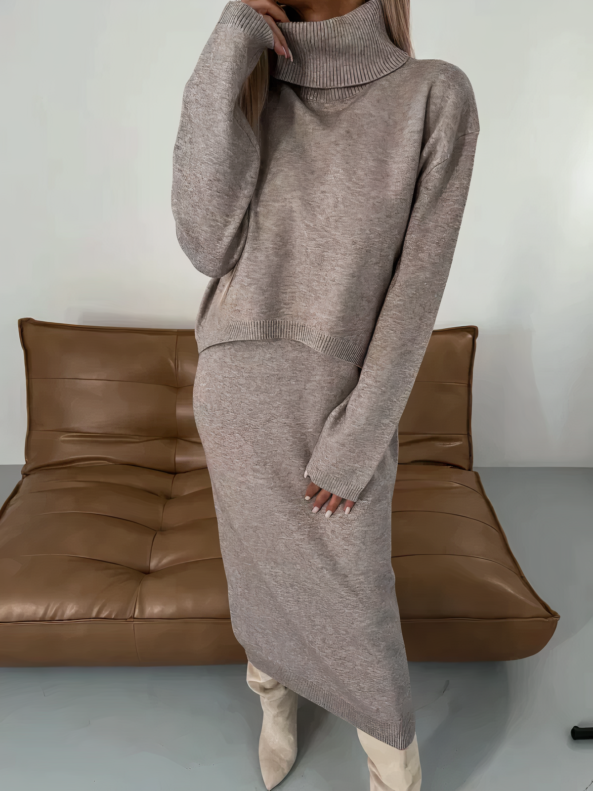 Vestido y Cardigan de Punto Coordinados