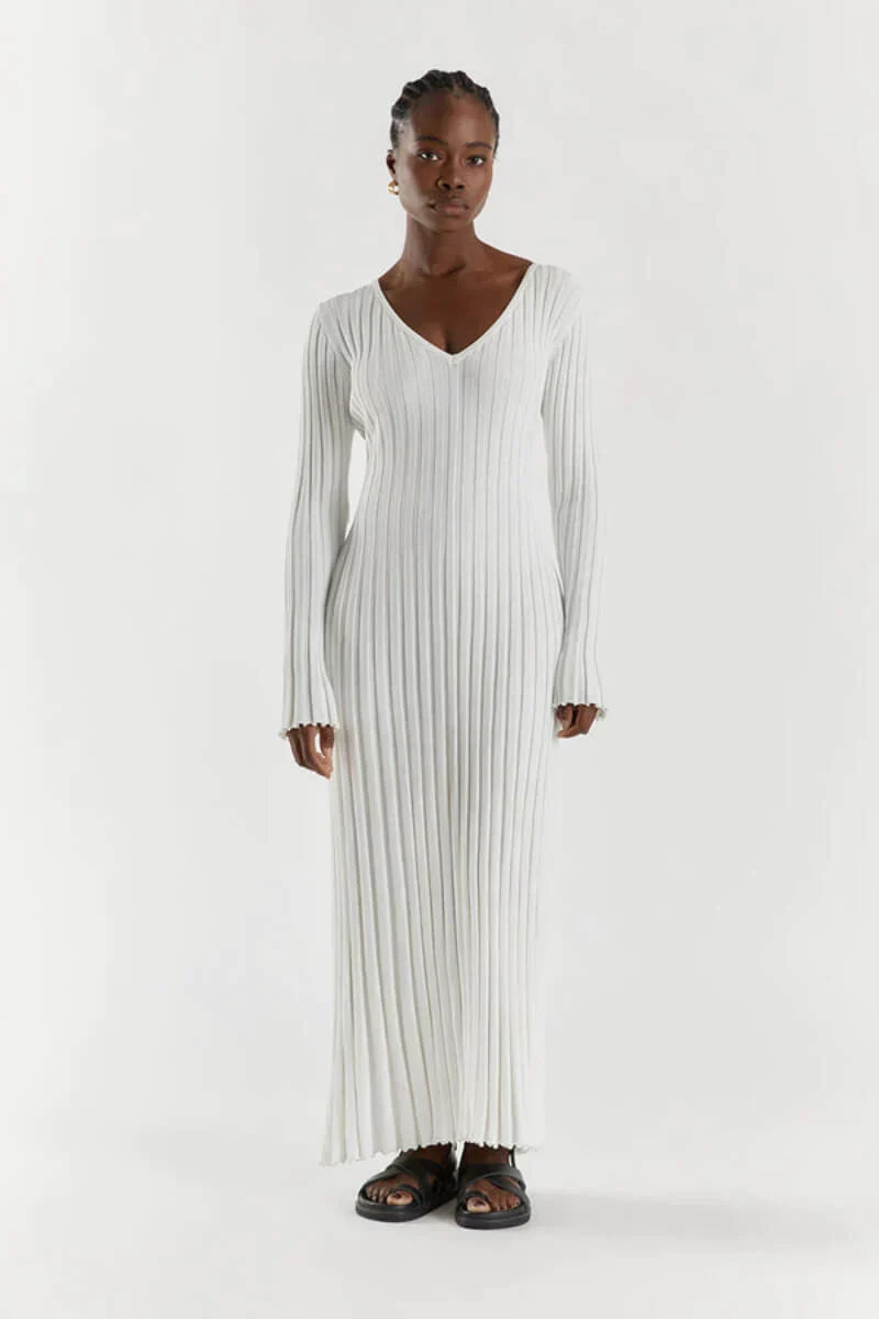 Vestido de Punto Cálido Manga Larga