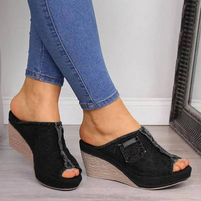 Mules Mujer Cuña Denim Chic