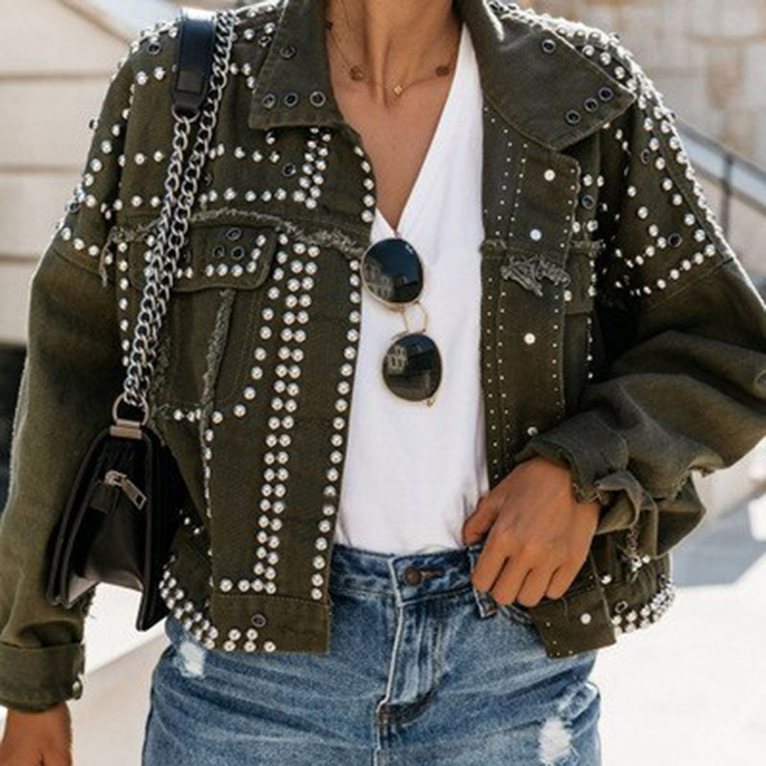 Chaqueta Cuero Vintage Mujer Punk