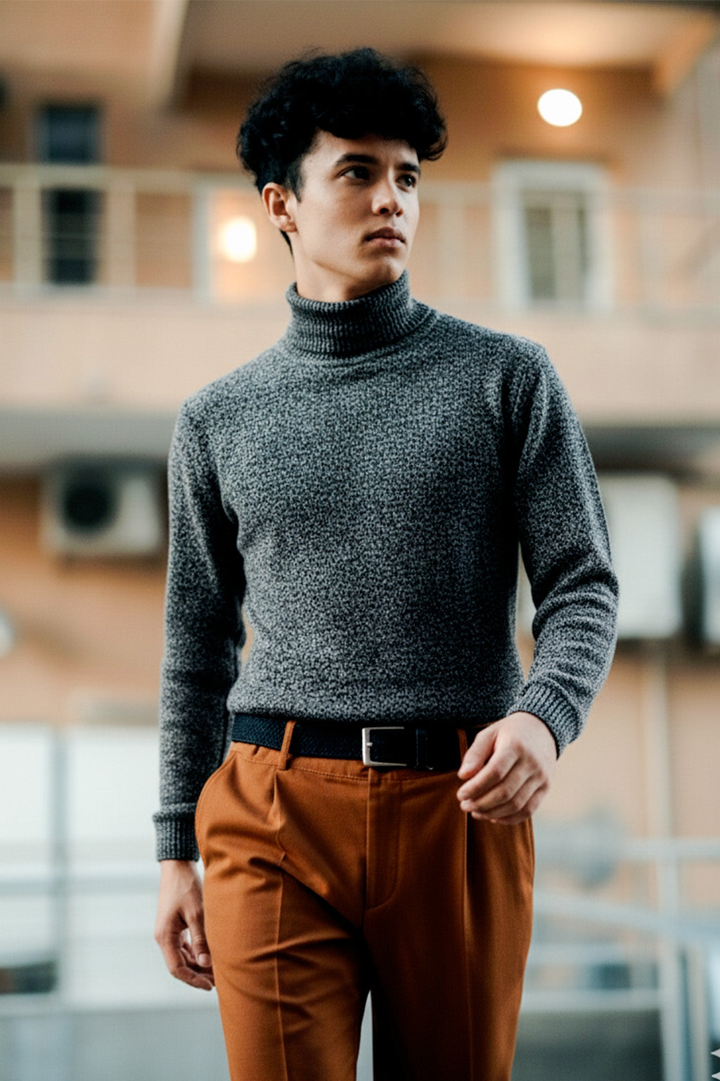 Sudadera Cuello Alto Gris Claro Cálido - Vestiria