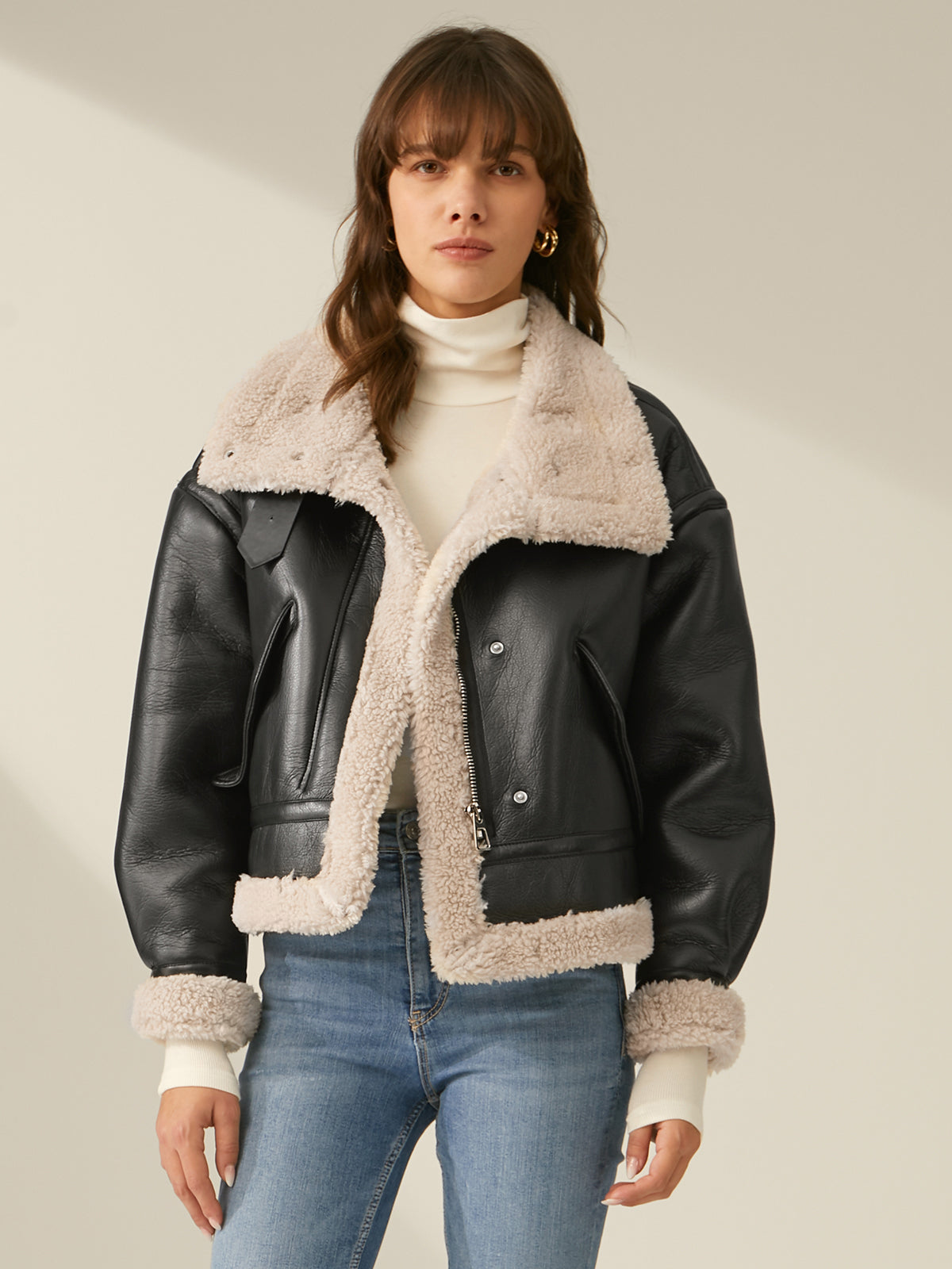 Chaqueta de Piel Sintética Casual - Vestiria