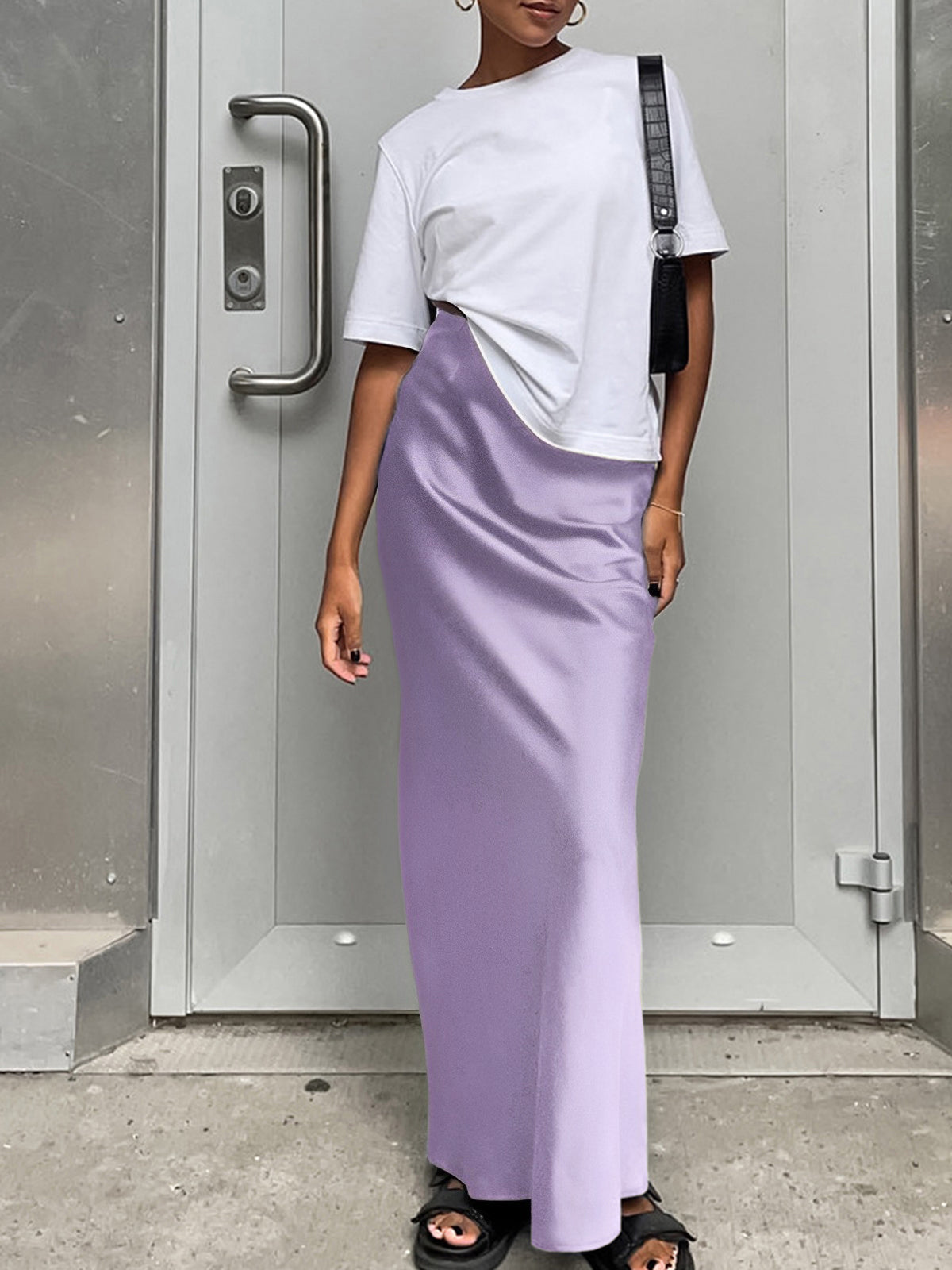 Falda Larga Satin Estilo Casual