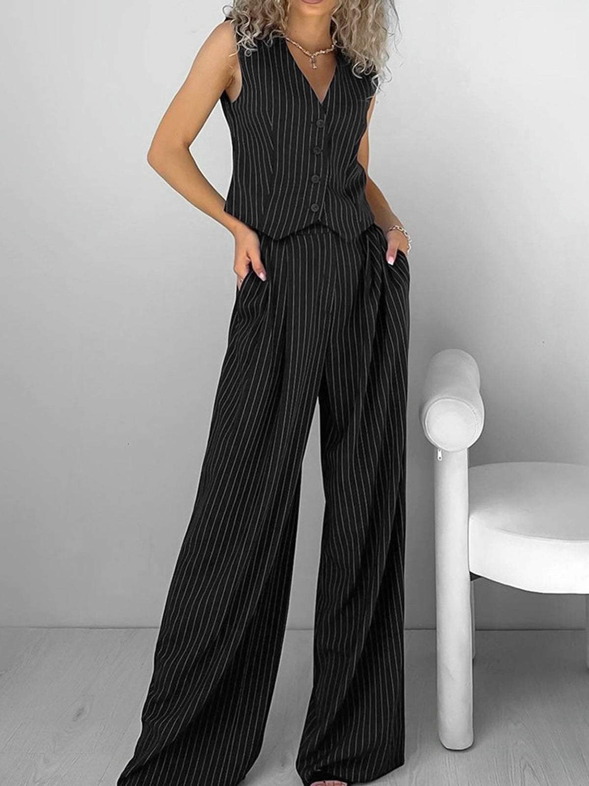 Pantalones de vestir a rayas cómodos - Vestiria