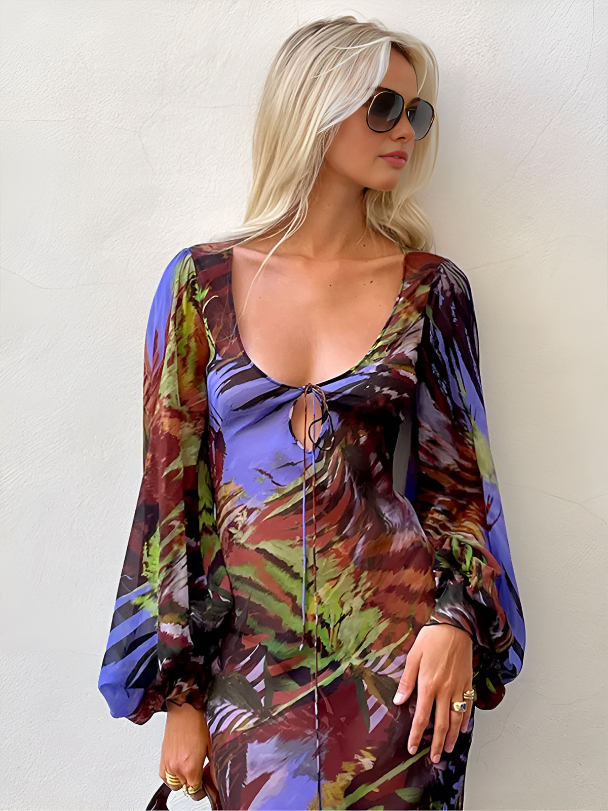 Vestido Estampado con Cremallera y Detalles Únicos - Vestiria