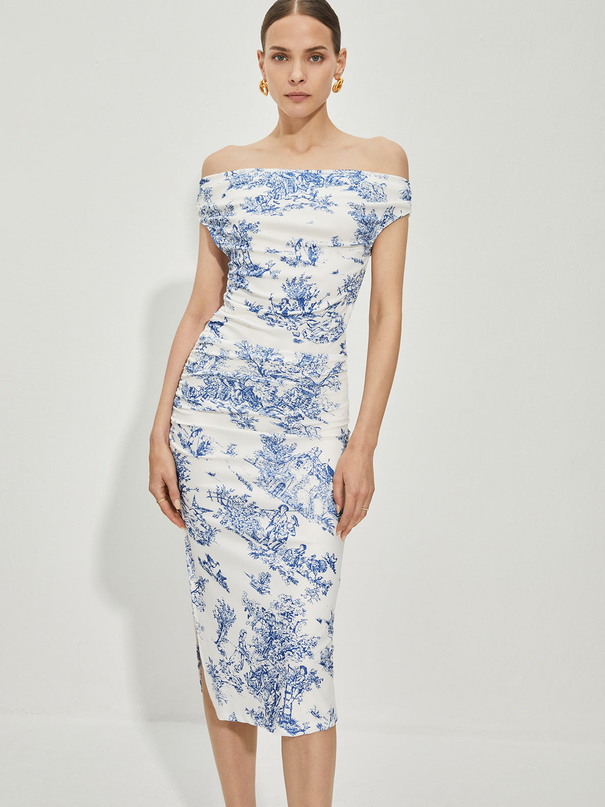 Vestido Estampado Cuello Alto Elegante - Vestiria