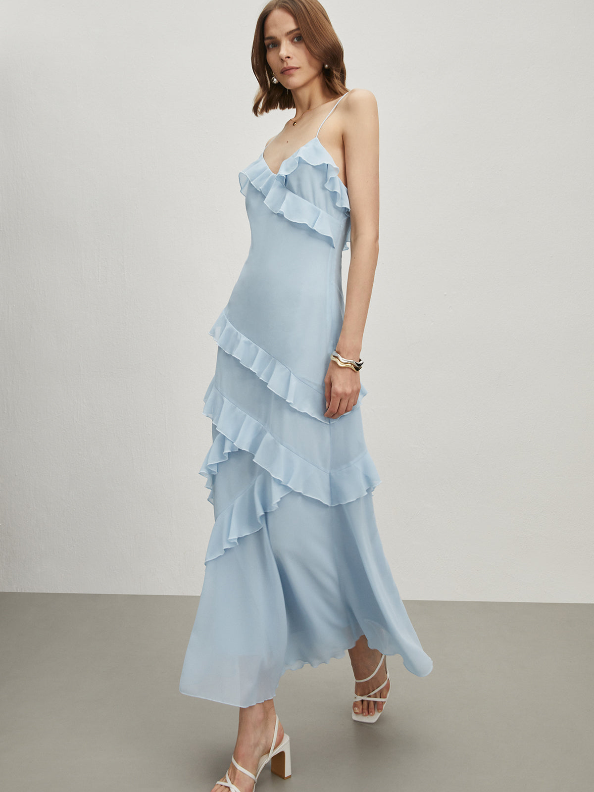 Vestido Maxi Elegante con Volantes - Vestiria