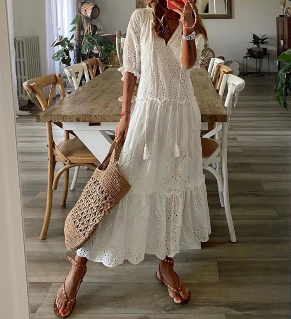 Vestido Encaje Elegante Maxi - Vestiria