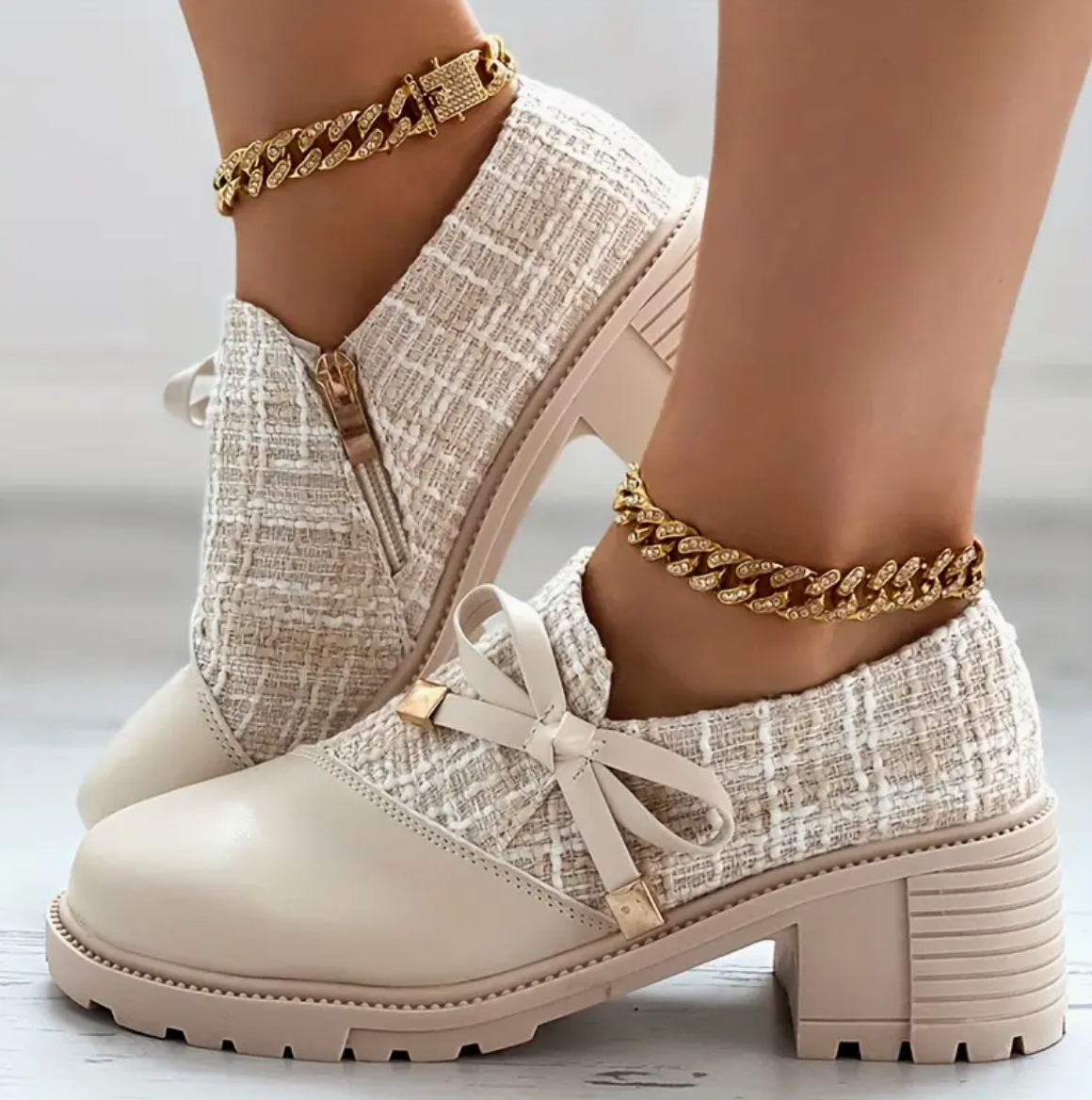 Zapatos Colourblock con Lazo Femininos