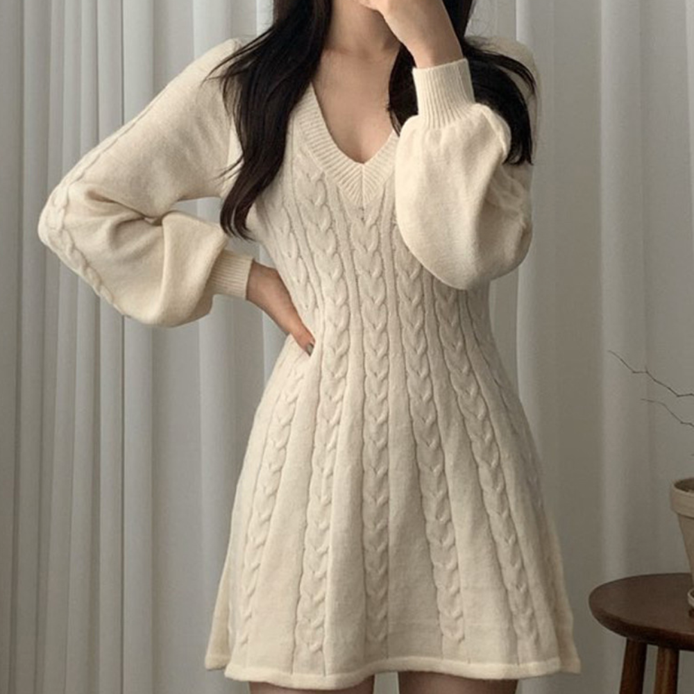 Vestido Mujer Fiesta Manga Larga y Corto