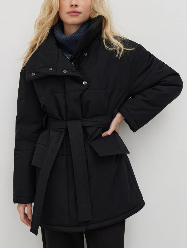 Abrigo Acolchado Mujer Cuello Alto Invierno