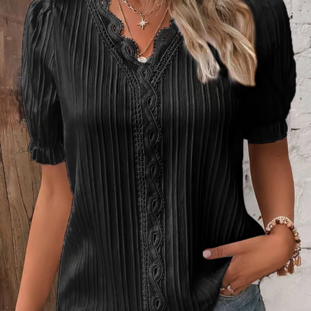 Blusa de encaje femenina con escote en V mujer