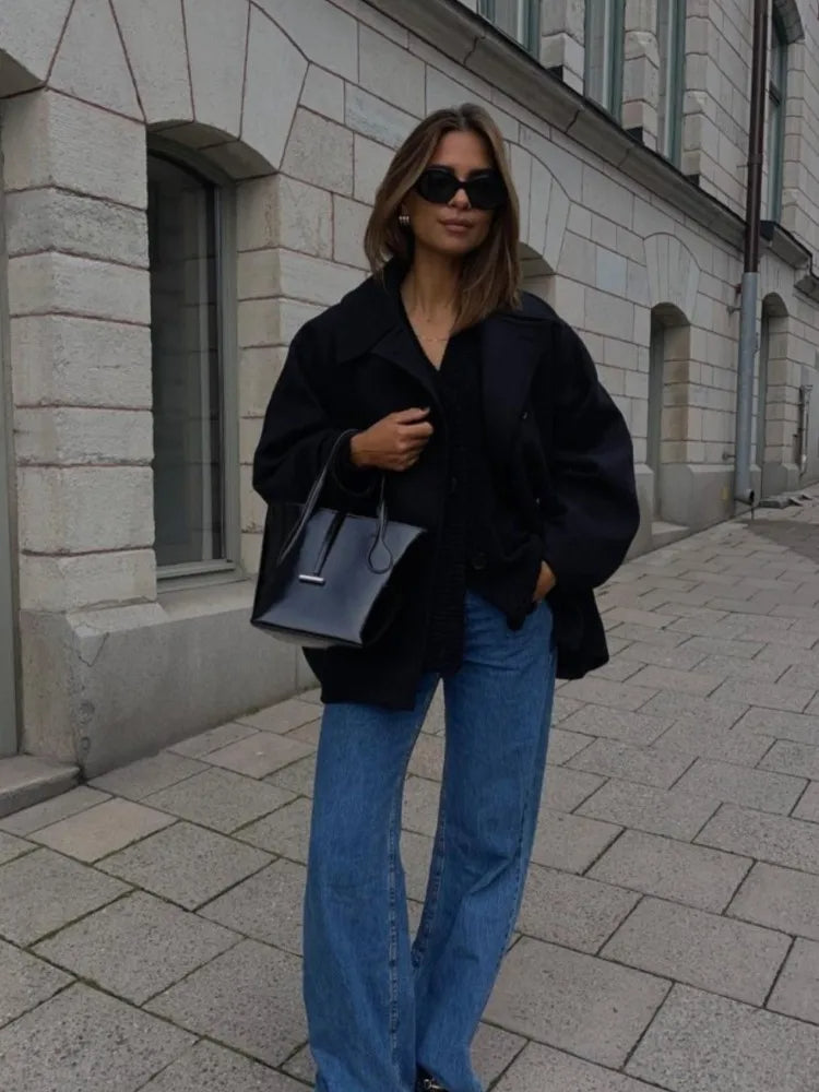 Chaqueta Oversize Conforable con Bolsas Laterales
