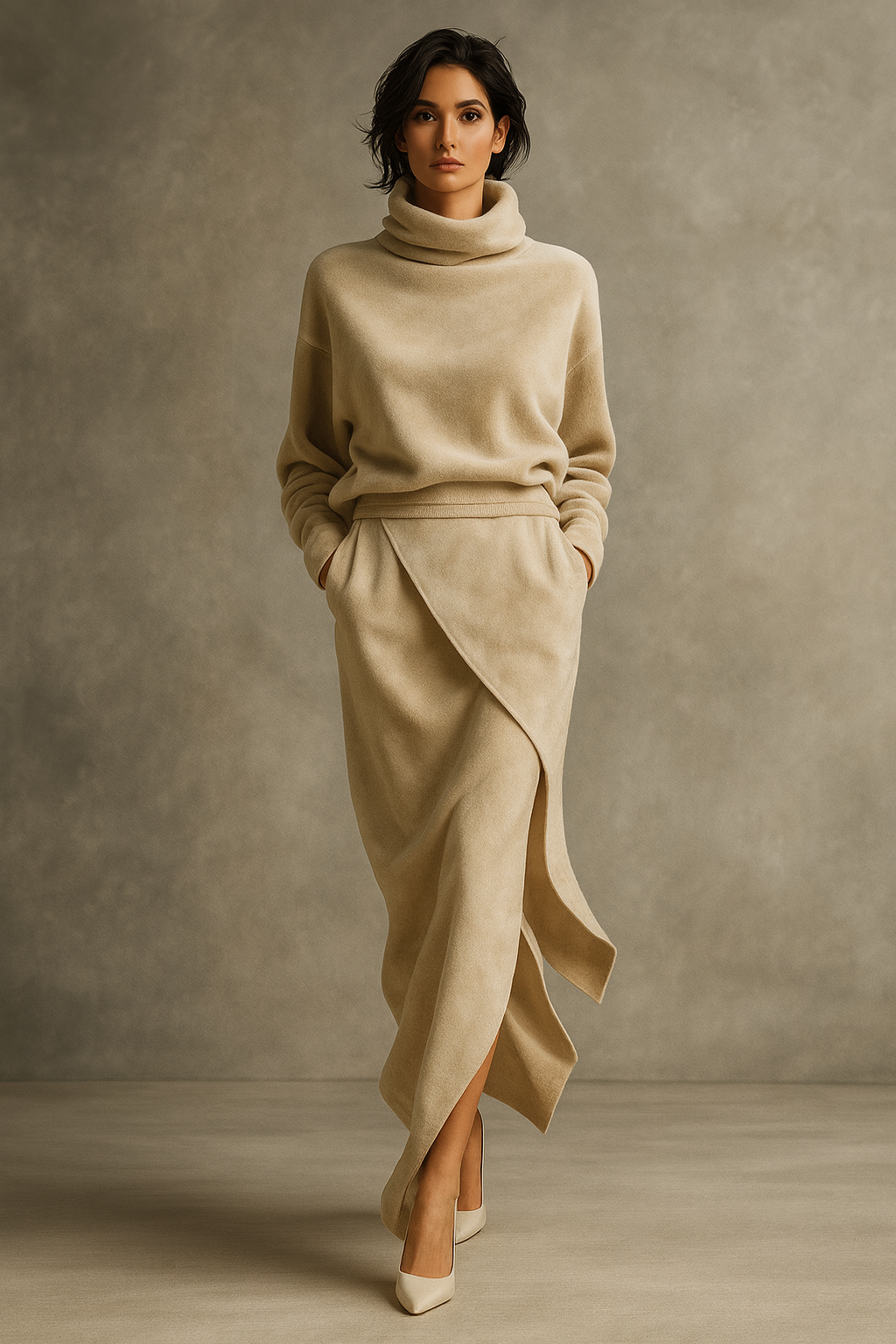 Vestido Ante Mujer Elegante Invierno - Vestiria