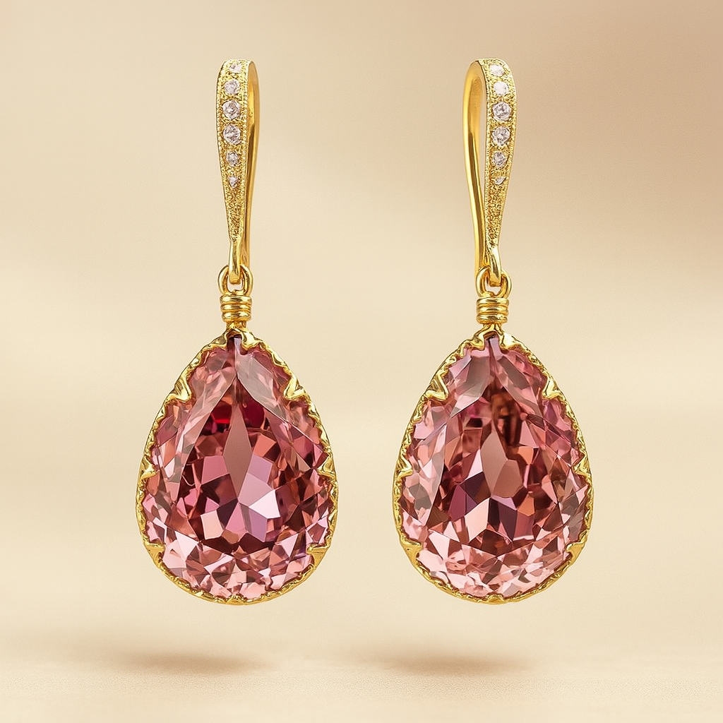 Pendientes Mujer Cristal Rosa Brillante - Vestiria