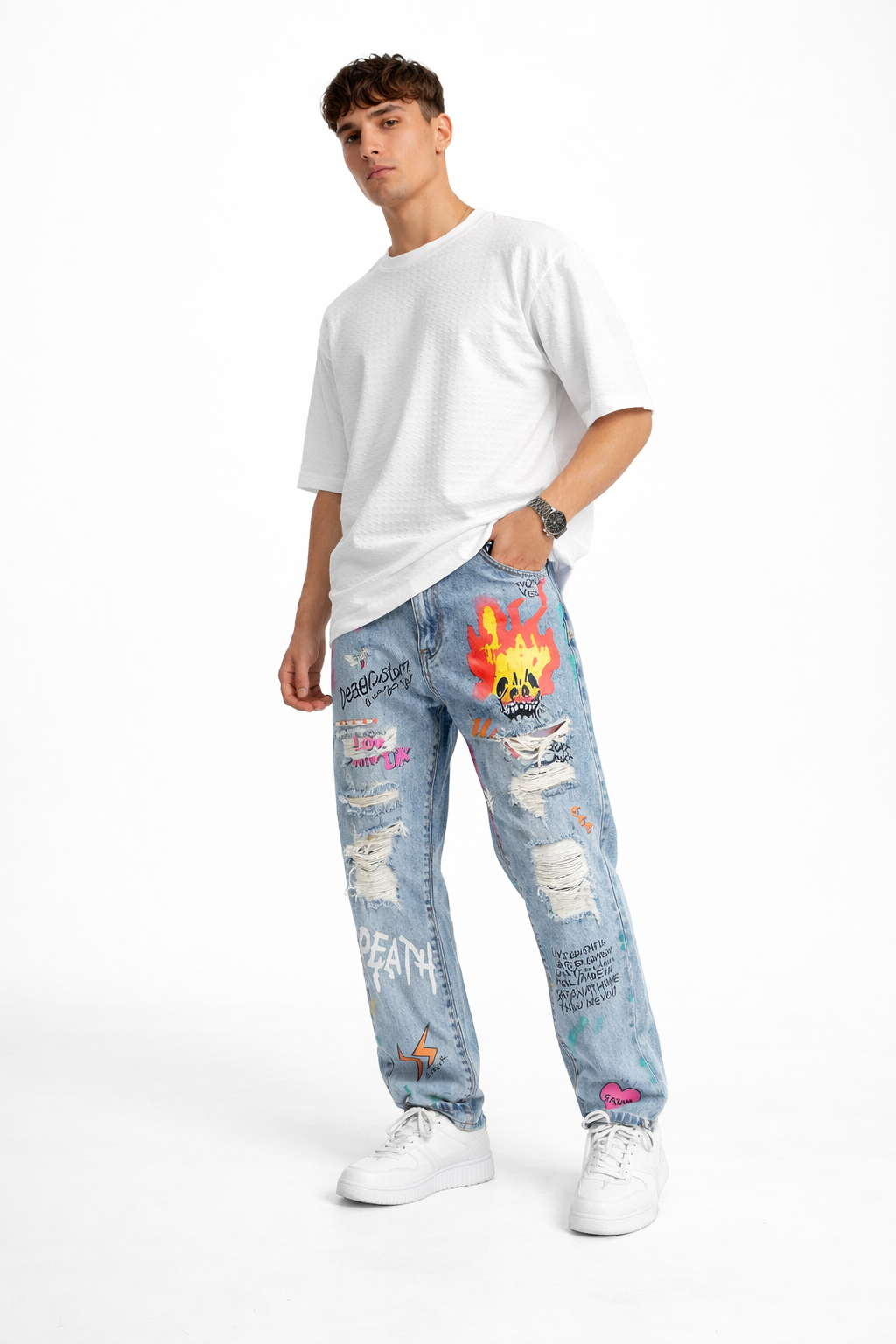 Pantalones vaqueros estampados trendy - Vestiria