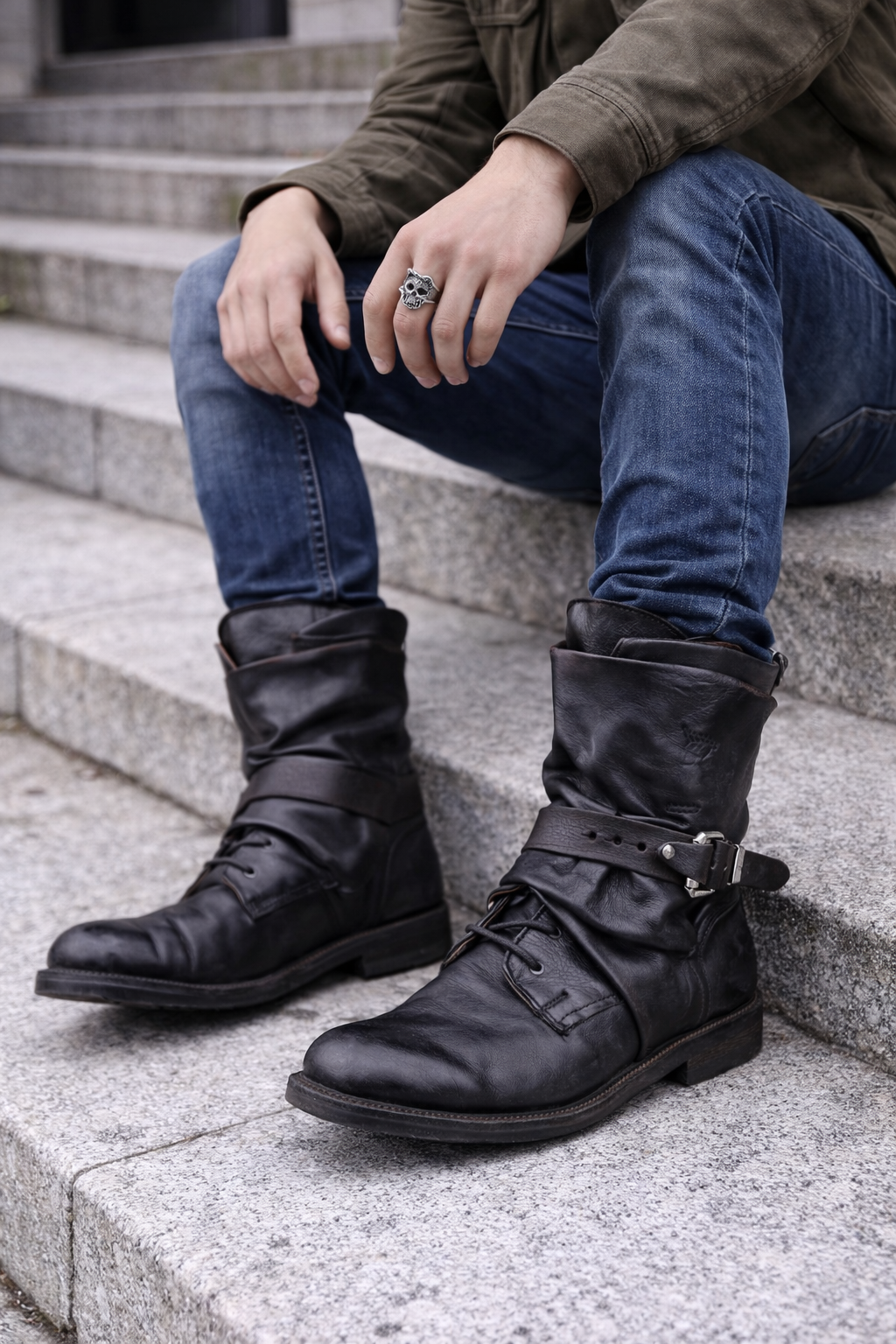 Botas de cuero hombre estilo cowboy - Vestiria