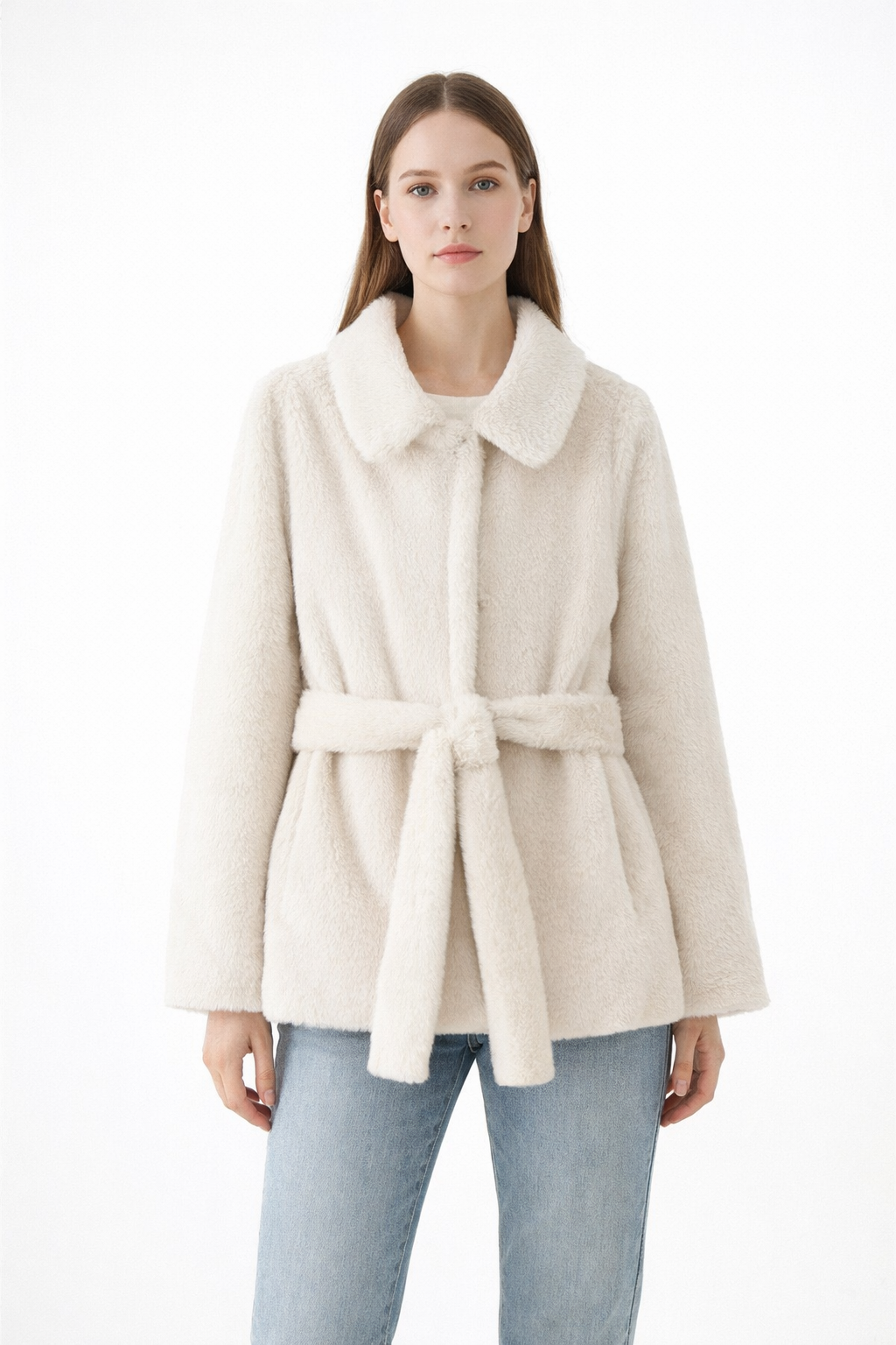 Chaquetón Corto Cinturado Mujer Elegante - Vestiria