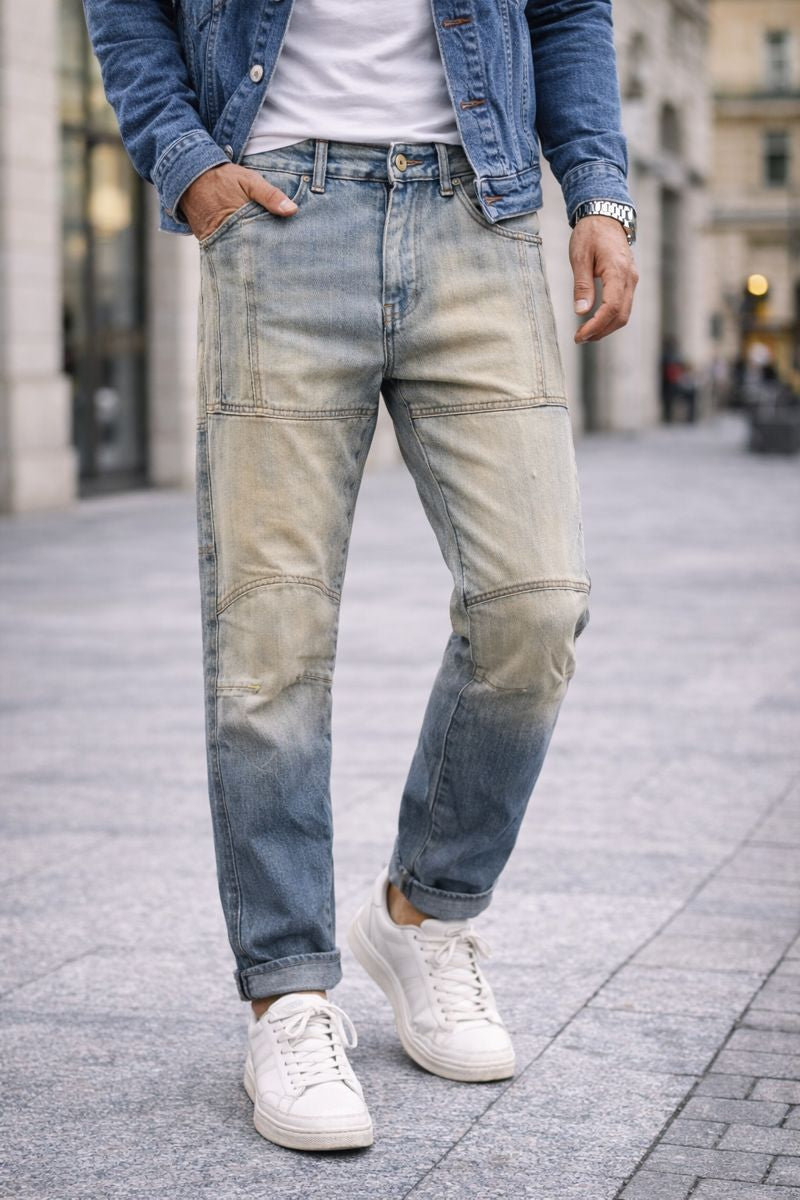 Pantalones vaqueros rotos con parches - Vestiria