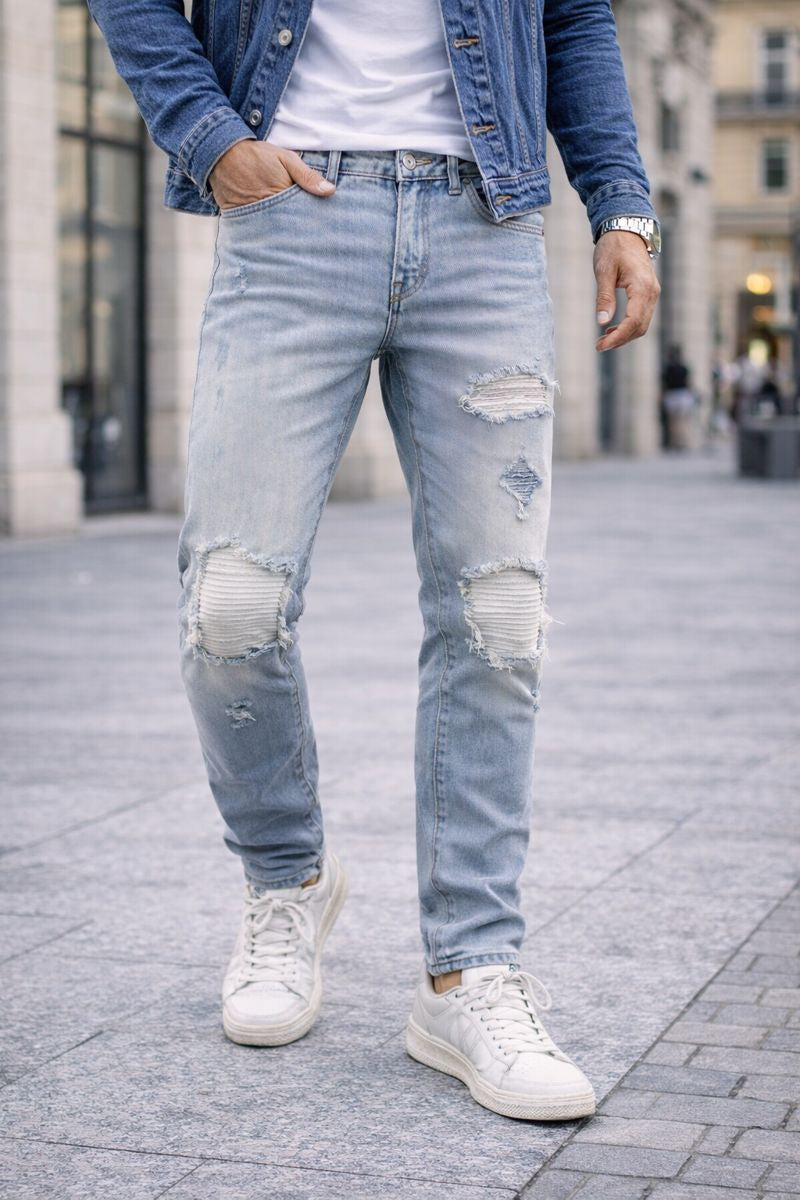 Pantalones vaqueros ajustados con roturas - Vestiria
