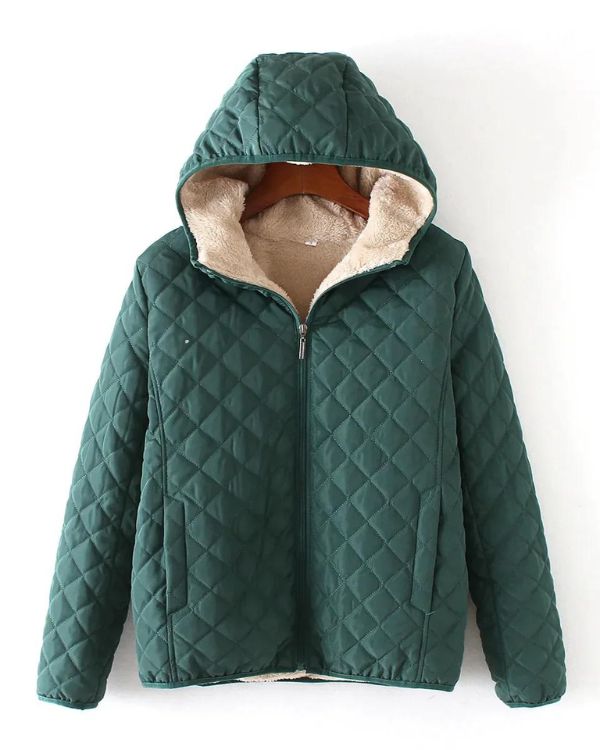 Chaqueta Invierno Acolchada Mujer Capucha Cremallera