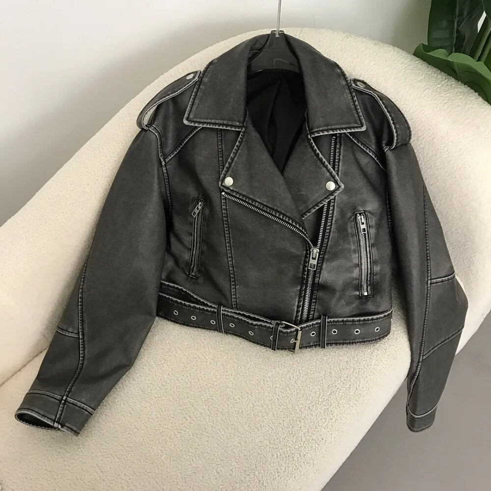 Chaqueta Cuero Primavera Estilo Clásico