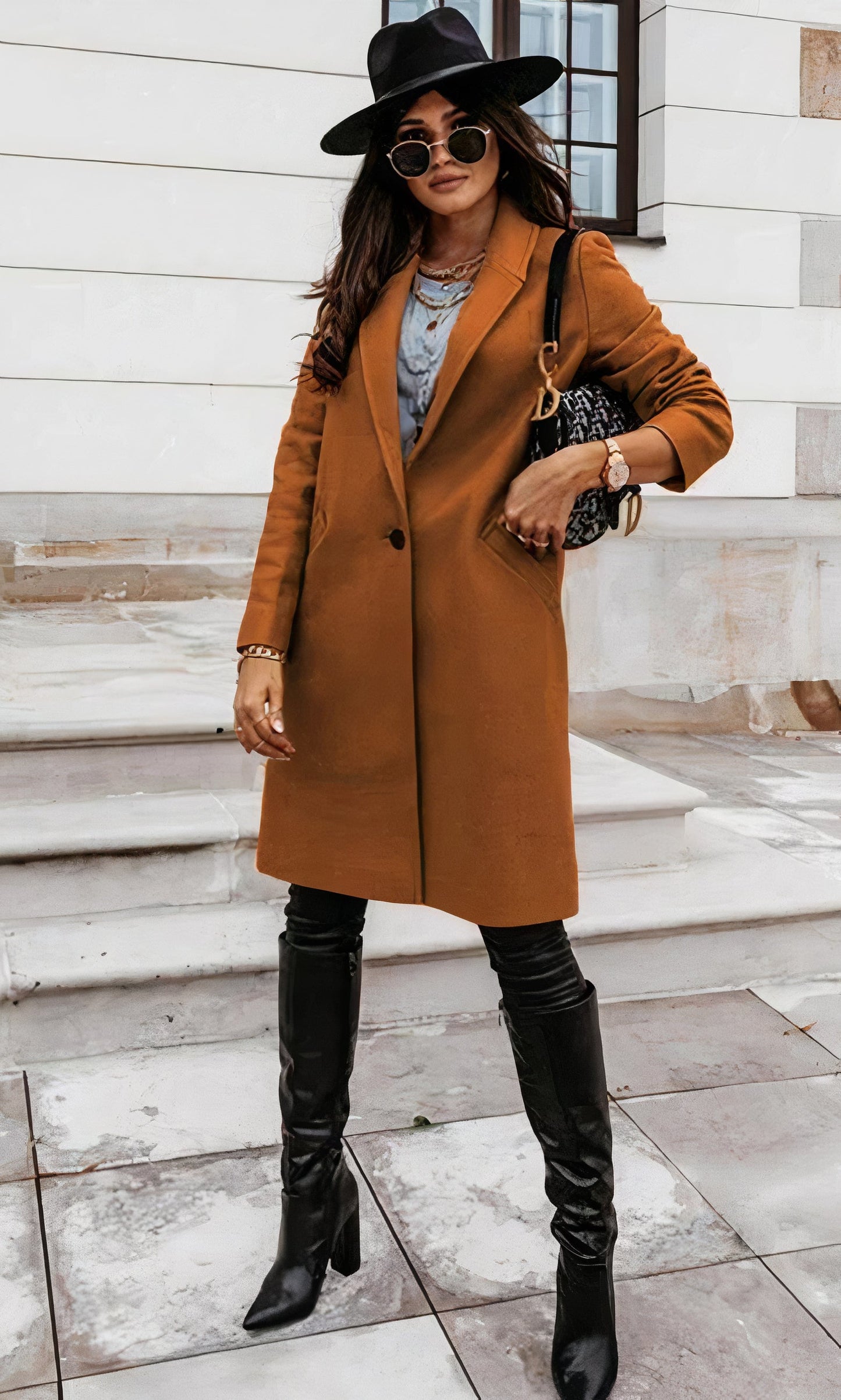 Abrigo Mujer Largo Elegante Invierno
