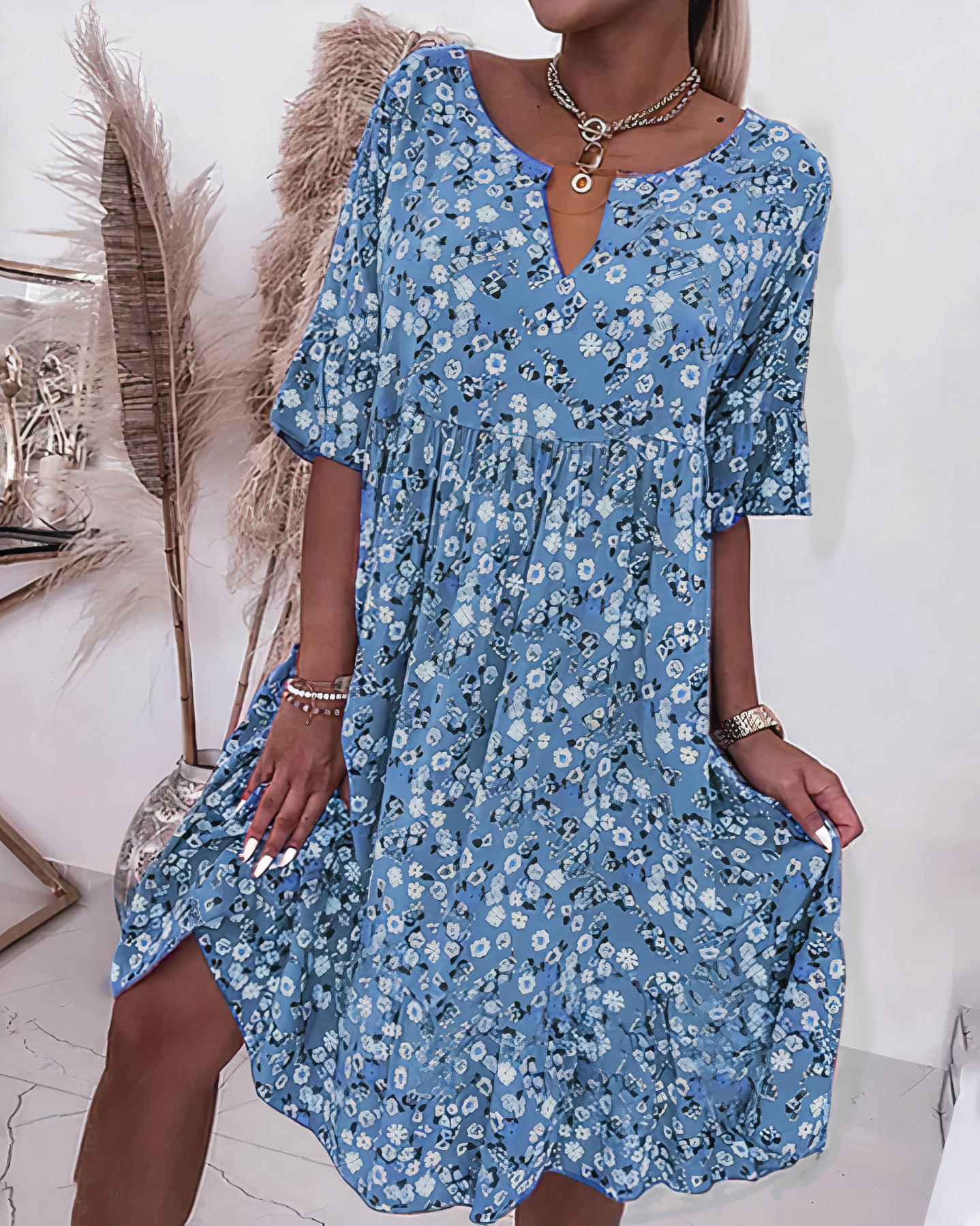 Vestido de flores manga corta