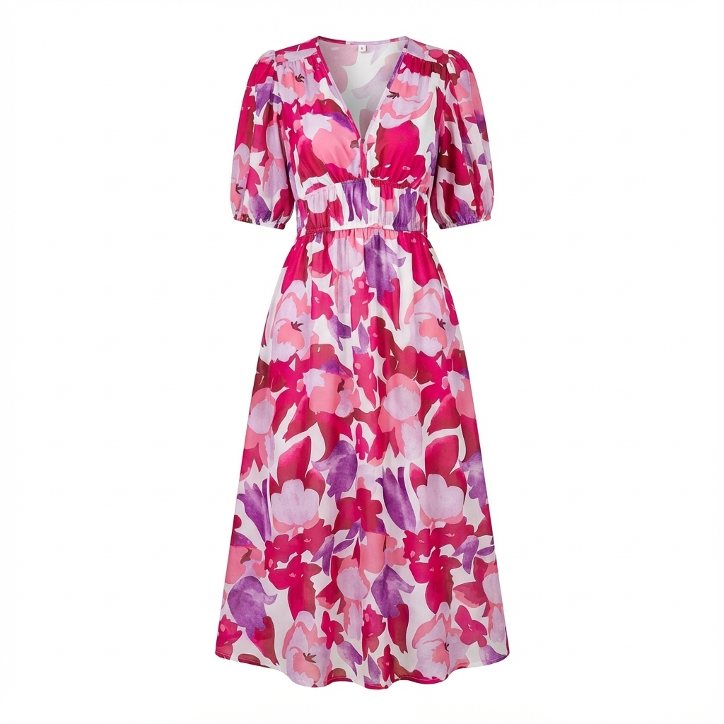 Vestido Mujer Floral Estilo Clásico