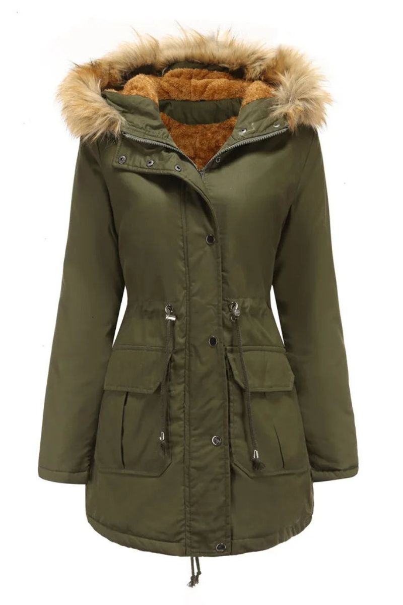 Abrigo Invierno Mujer Piel Capucha Elegante