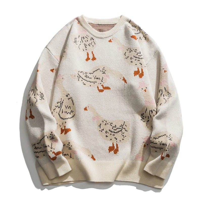 Sudadera cuello redondo con patos divertidos