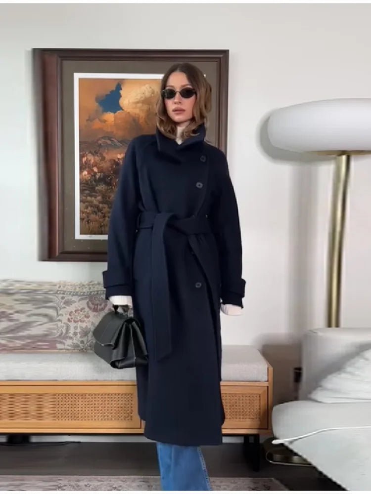 Abrigo Trench Invierno Mujer Cinturón Ajustable