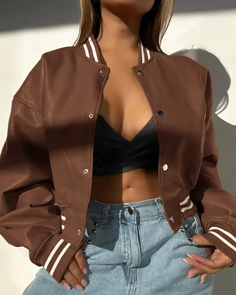 Chaqueta Cuero Corta Estilo Urbano