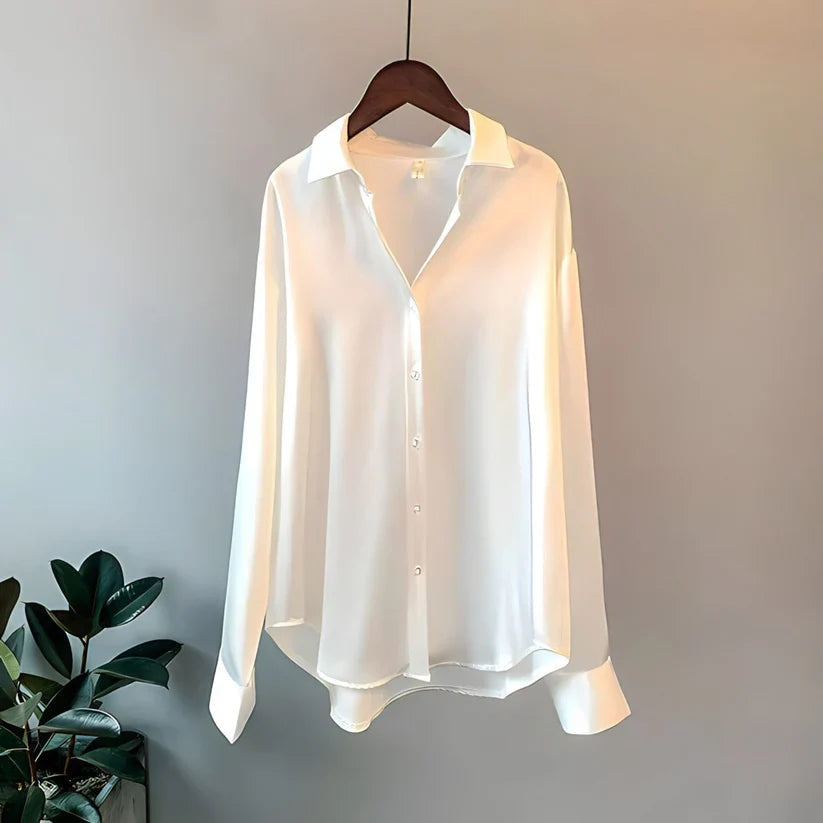 Blusa Mujer Seda Larga Elegante