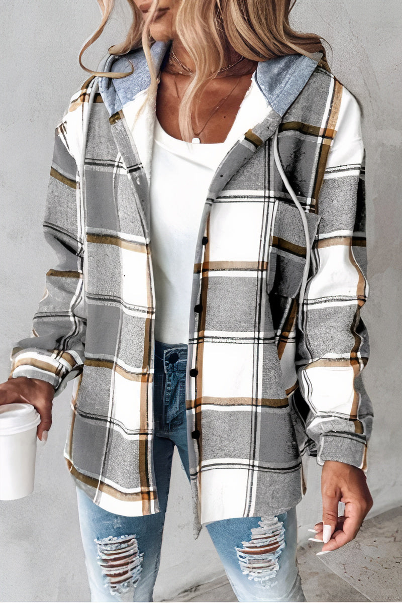 Chaqueta Mujer Con Capucha Estampada Fashion