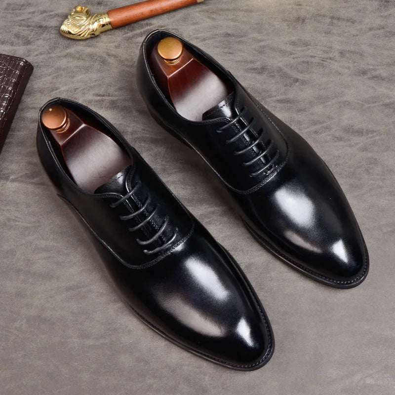 Zapatos Oxford de cuero confortables clásicos hombre