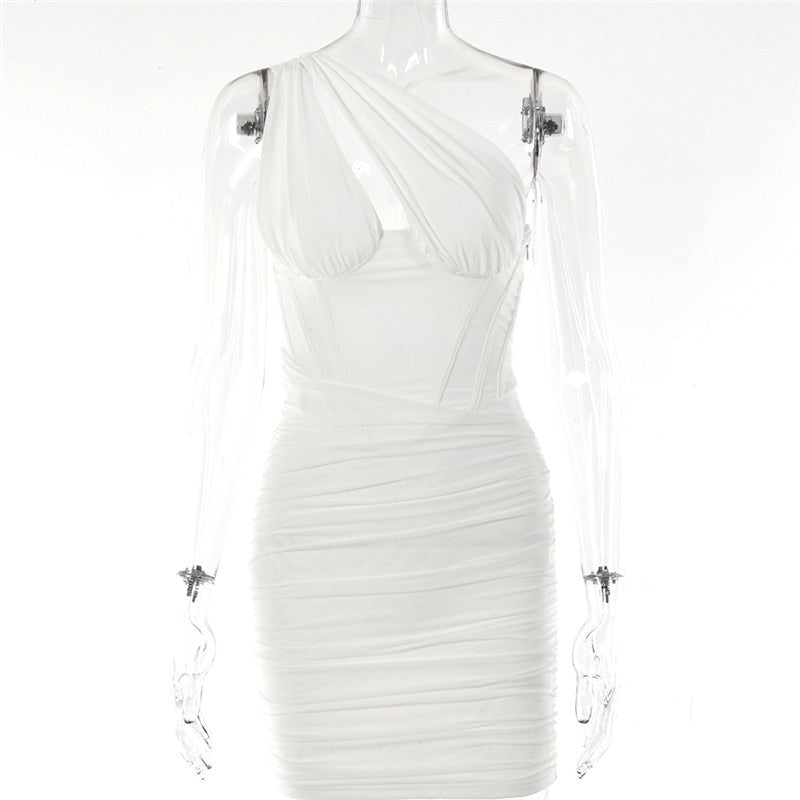 Vestido Cinturado de Malla Elástica