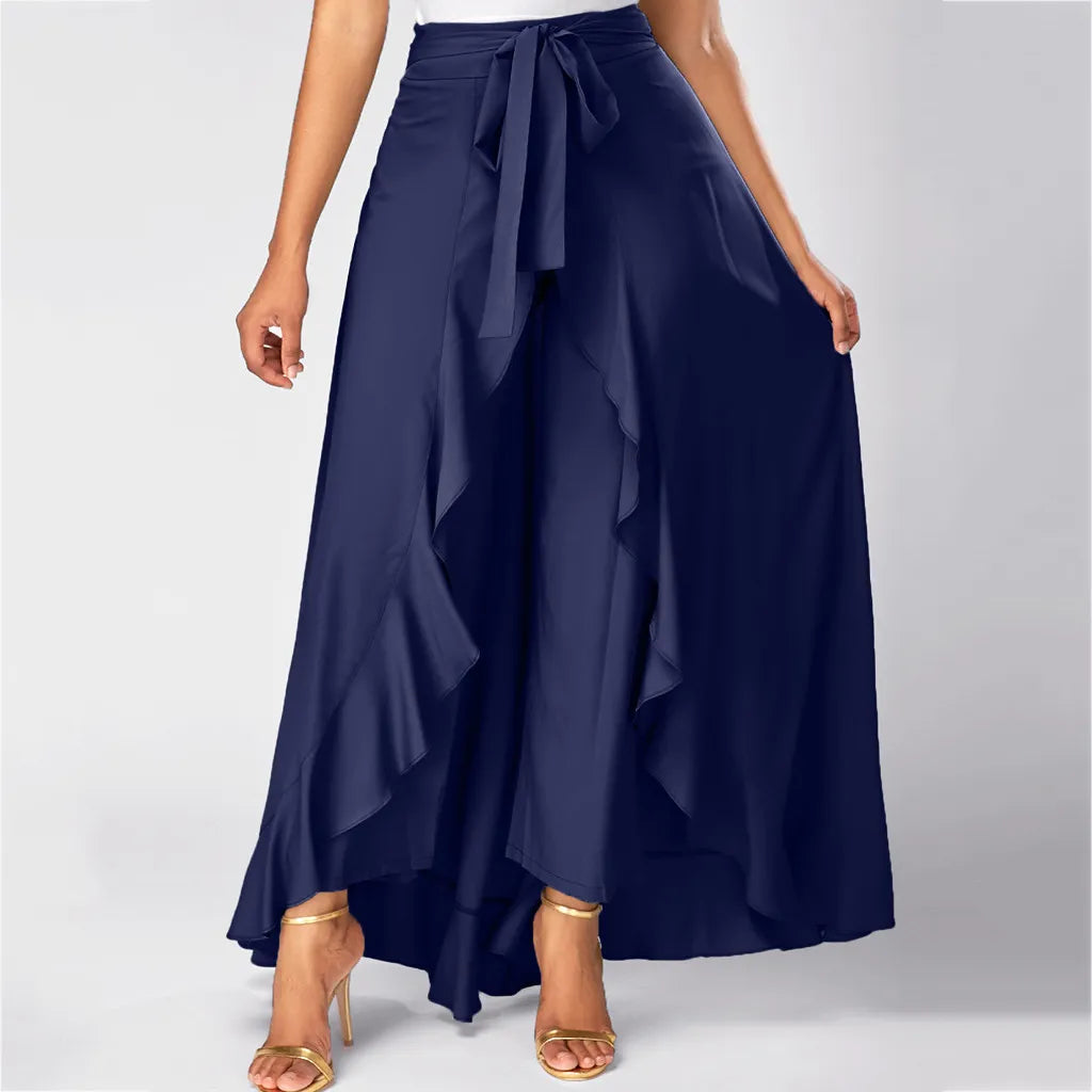 Maxifalda Elegante con Volante Floral