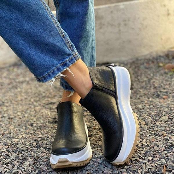 Botas Cuña Bajas Mujer con Cierre