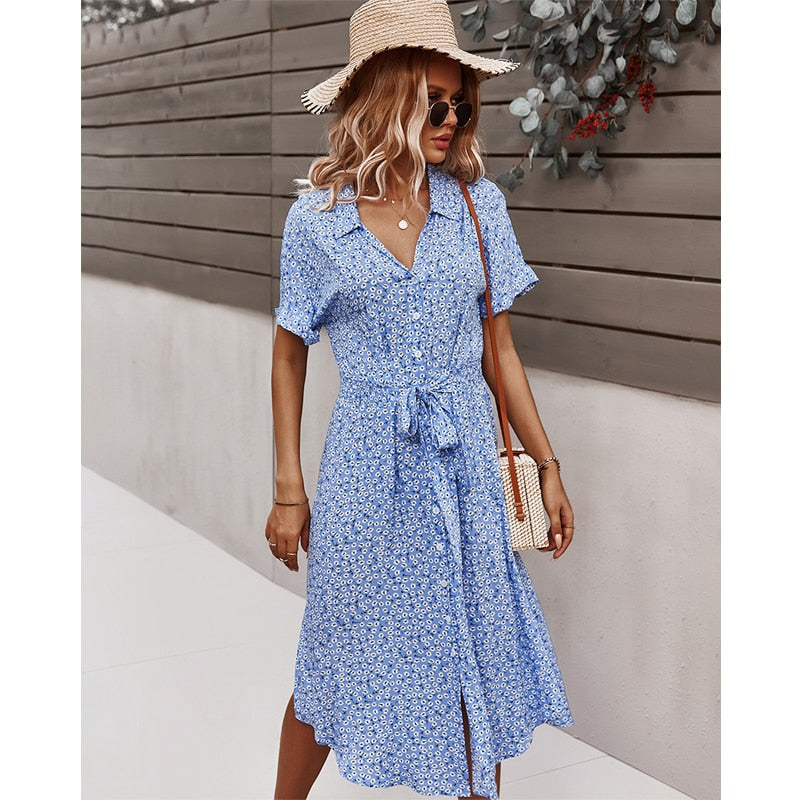 Vestido Boho Estampado Flores