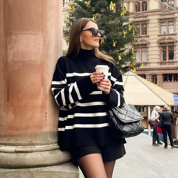 Suéter grande de rayas para mujer - Vestiria