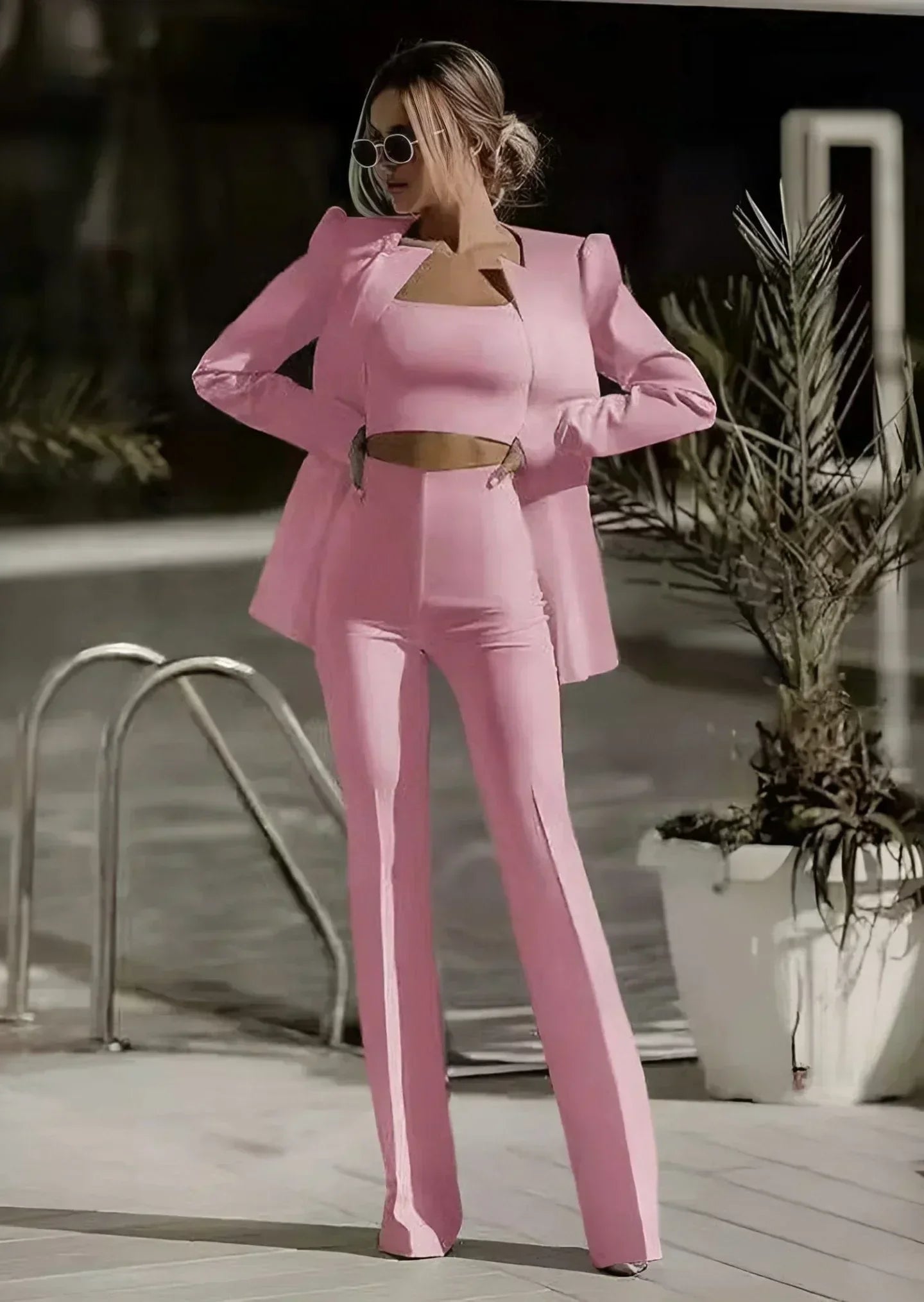 Chaquetón y Pantalón Elegantes Mujer